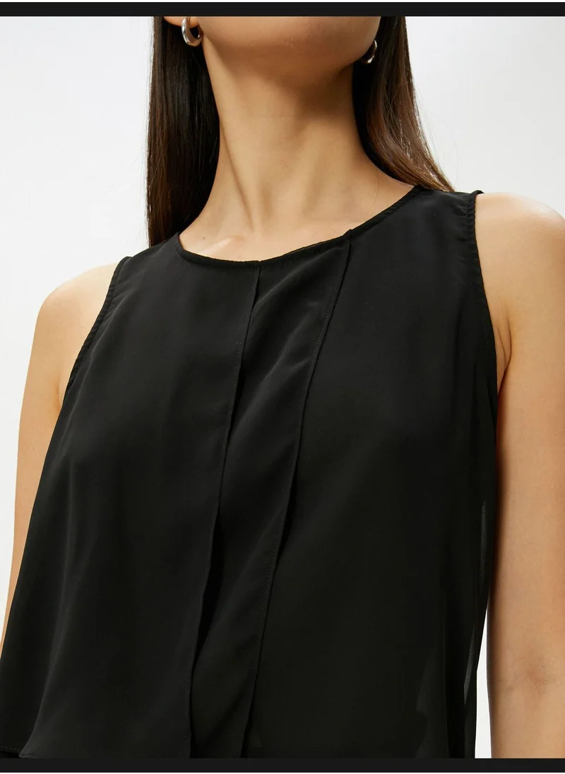 كوتون Asymmetric Cut Sleeveless Blouse