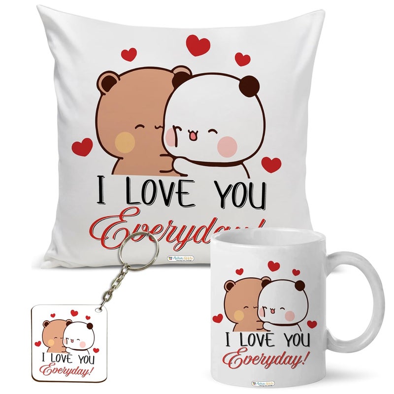 Bubu Dudu Gifts Love Gift for Birthday Gift for Anniversary Cushion Mug Keychain Gift Combo Love Combo Pack bubu dudu Gifts Combo  - Image 1