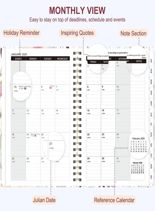 VALOME 2026 Planner, Weekly and Monthly Calendar Agenda Book, Jan 2026 - Dec 2026, Hardcover Planning Academic Planner for Office School Supplies and Desk Accessories - A5 (6.3'' x 8.5'') - Image 4