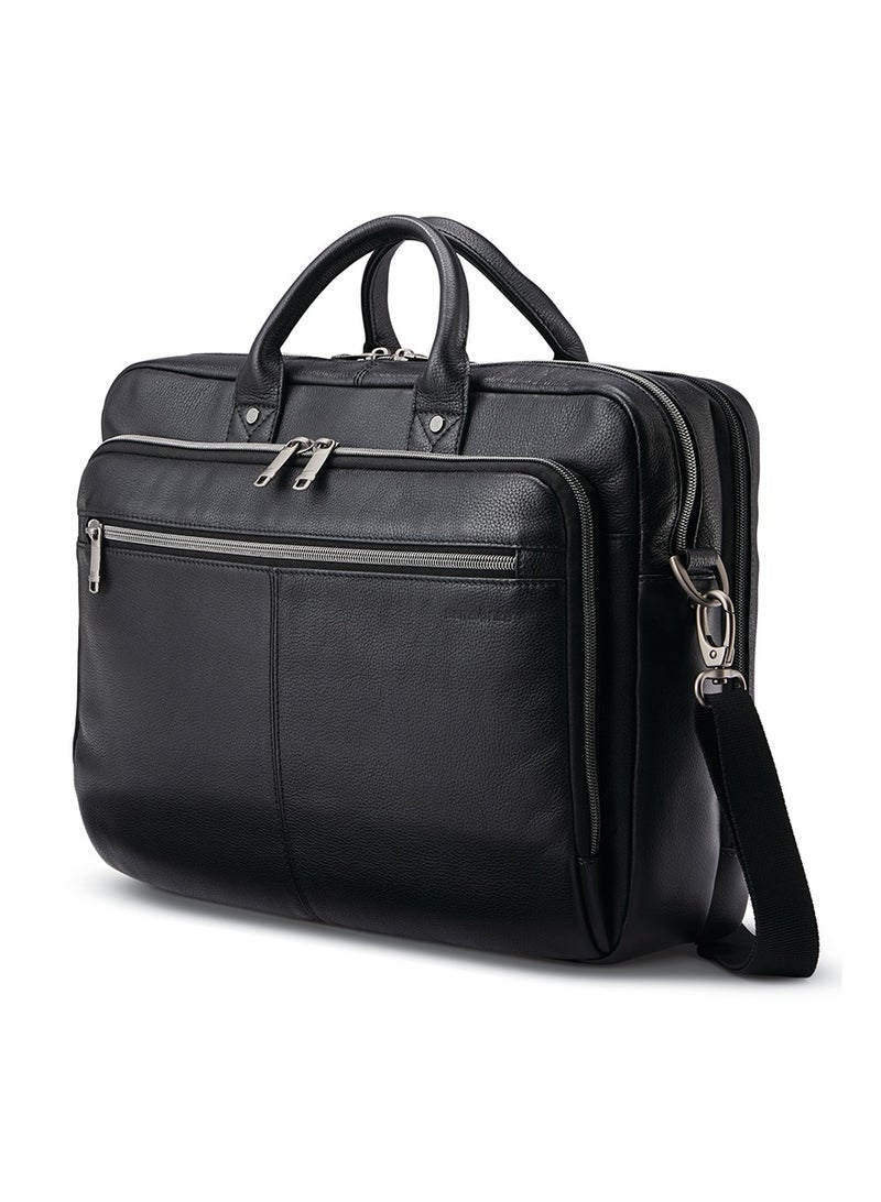 Samsonite Classic Leather Toploader Briefcase, 100% Leather, Black|File Storage Compartment|Smart Sleeve|Detachable Shoulder Strap - 2 Years International Warranty - Image 1