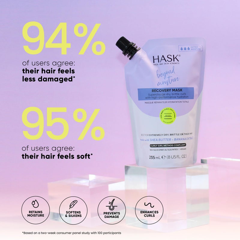 HASK Beyond Moisture Recovery Mask with Shea Butter & Banana Extract for Wavy, Curly, Coily & Kinky Hair, Softens, Moisturizes, Prevents Damage, Vegan, Sulfate-Free, Cruelty-Free â€“ 8 fl oz - Image 3