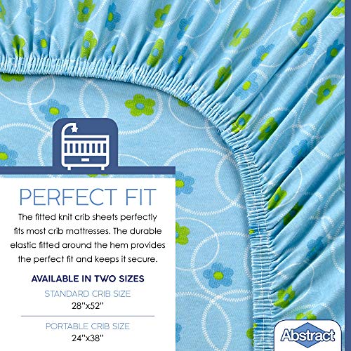Abstract Mini Crib Cotton Sheets - Pack n Play Sheets Fitted- Ultra Soft Crib Sheets for Boys Girls Baby - Universal - Snug Fitted - Cotton - 24"x38" (Blue Floral) - Image 3
