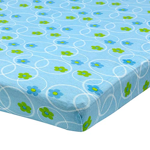 Abstract Mini Crib Cotton Sheets - Pack n Play Sheets Fitted- Ultra Soft Crib Sheets for Boys Girls Baby - Universal - Snug Fitted - Cotton - 24"x38" (Blue Floral) - Image 1