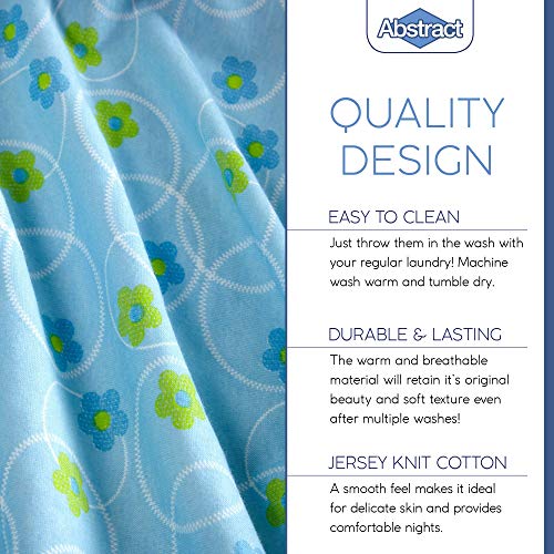 Abstract Mini Crib Cotton Sheets - Pack n Play Sheets Fitted- Ultra Soft Crib Sheets for Boys Girls Baby - Universal - Snug Fitted - Cotton - 24"x38" (Blue Floral) - Image 4