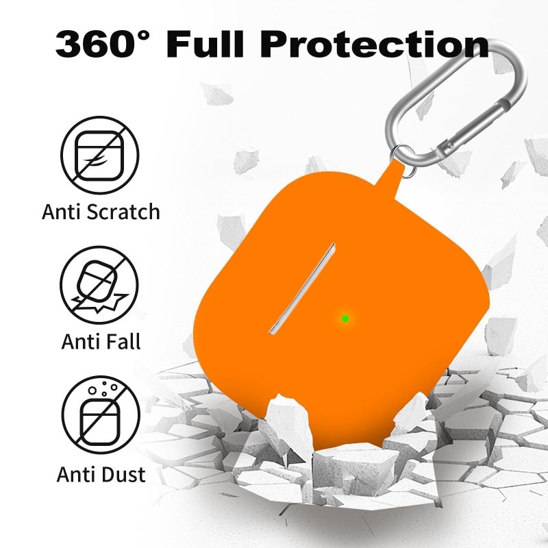 Woyinger for Airpods 4th Case Cover, Come with Cleaner Kit,Soft Skin Silicone Case Cover with Keychain, Front LED Visibl, Full Protective Caseï¼ŒCompatible with AirPods 4th(Orange) - Image 3