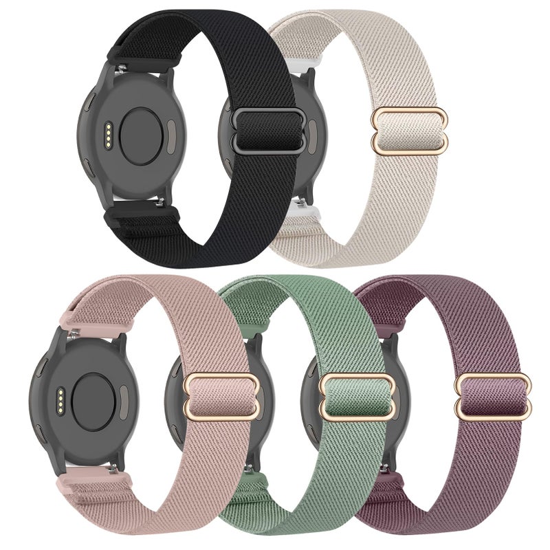 5 حزمة من الأشرطة النايلون المرنة متوافقة مع Garmin Venu 2S/3S، Vivoactive 4S، Vivomove 3S، Forerunner 265S/255S Music، أحزمة قماشية قابلة للتعديل 18 مم - Image 2