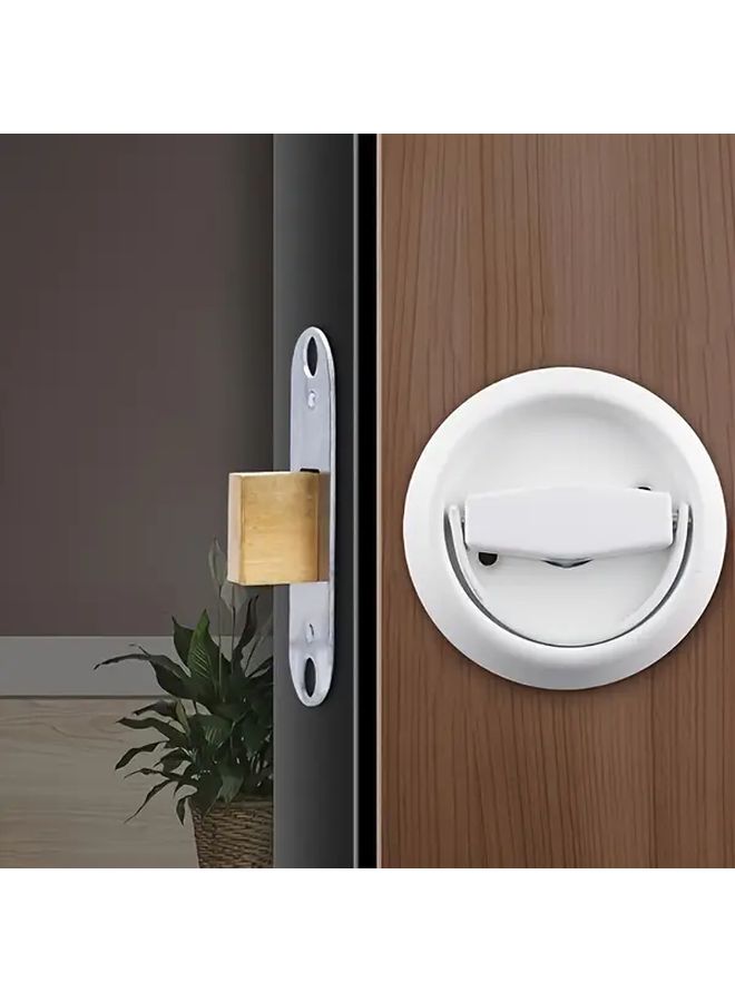 1pc Pull Ring Lock Invisible Hidden Door Handle For Background Wall Bedroom Single Or Double Sided Embedded Cabinet Hardware Sleek Design Modern Lock Wall Mounted Commercial - Image 5