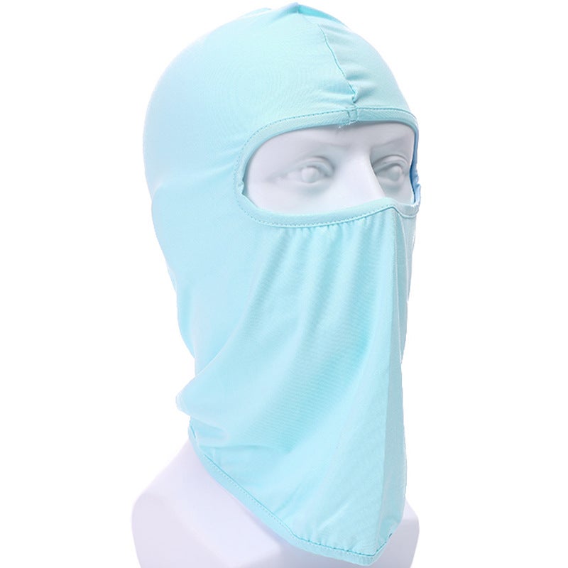 Generic Summer riding mask Ice Silk headgear sunscreen dustproof full face neck protection headgear bicycle electric car inner liner Cap TT-10 light blue