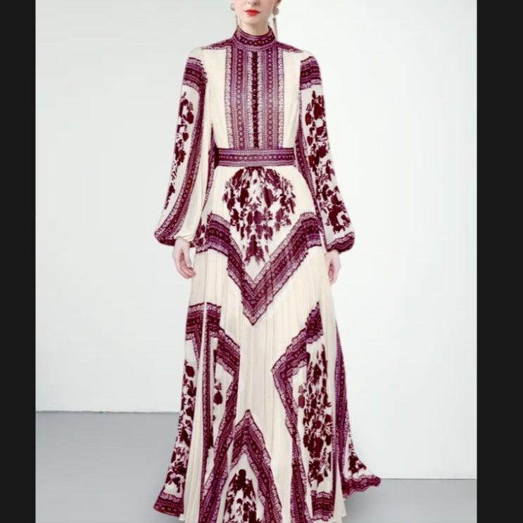 4 Color 2025 Fashion Elegant Elegant Temperament Slim-Fit Miyake Pleated Printed Dress Women - Image 4