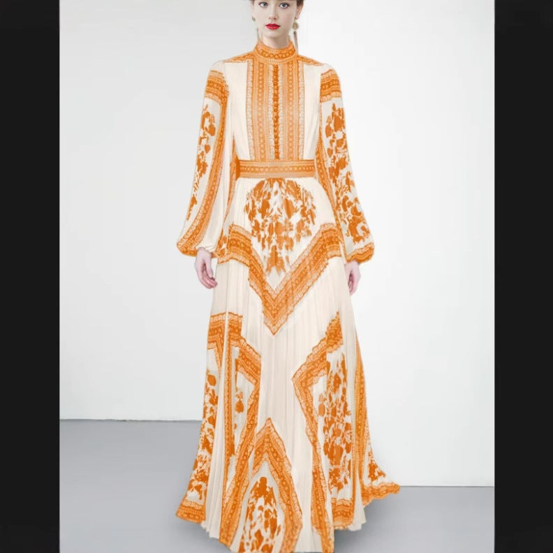 4 Color 2025 Fashion Elegant Elegant Temperament Slim-Fit Miyake Pleated Printed Dress Women - Image 5