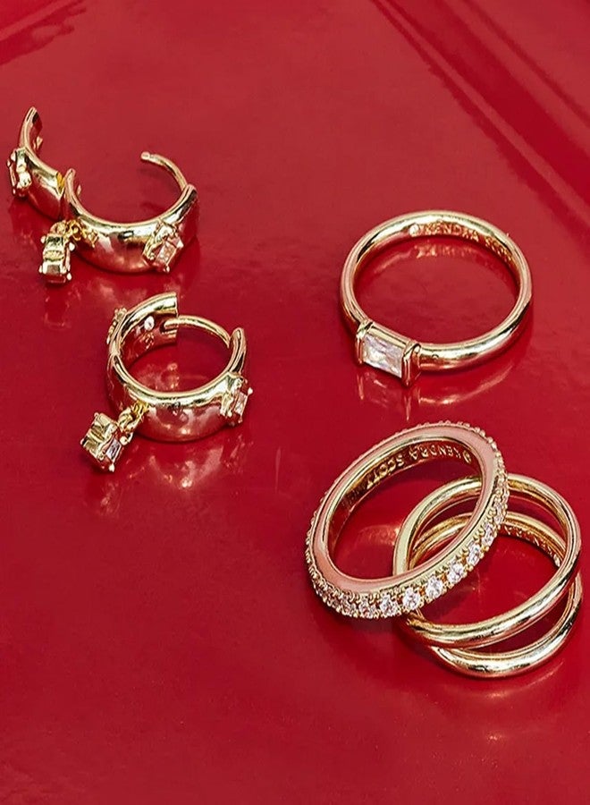 Kendra Scott خاتم كيندرا سكوت جوليت 14 قيراط مطلي بالذهب الأصفر فوق النحاس مع كريستال أبيض، مجوهرات عصرية للنساء، مقاس 6 - Image 4