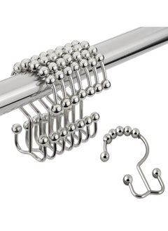 Generic Shower Curtain Hooks Rust Resistant Shower Curtain Rings Metal Glide Rollers Shower Hooks for Bathroom Shower Curtain Rods Curtains, Set of 12 (Nickel) 