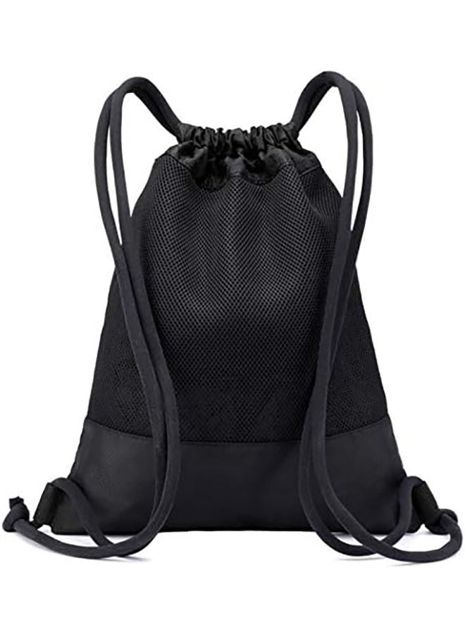 Arabest Drawstring Backpack,Sports Canvas Bag,Waterproof Oxford Fabric Drawstring Bag,Swimming Bag,Basketball Bag,Soccer Bag,Zipper 43*49cm(Black)  - Image 3