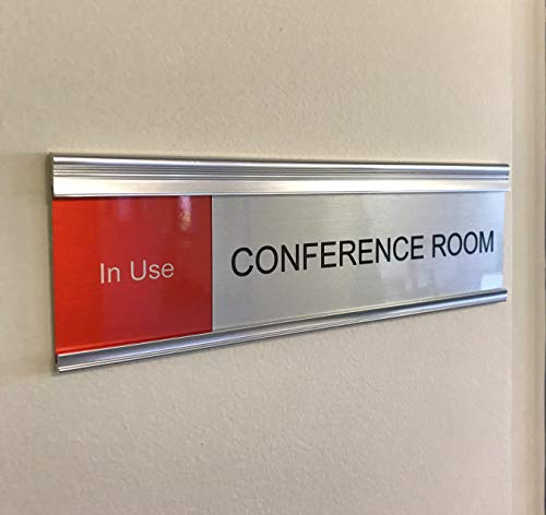 NapTags Modern, Satin, Aluminum, Conference Room Slider Nameplate Holder, 8" x 2" - Image 2