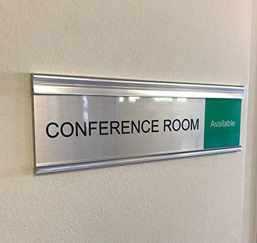 NapTags Modern, Satin, Aluminum, Conference Room Slider Nameplate Holder, 8" x 2" - Image 5