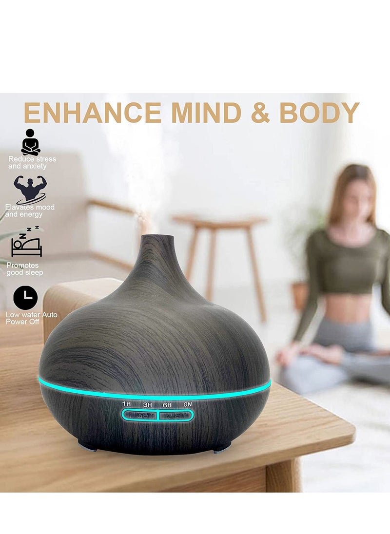 550ml Essential Oil Diffuser Oil Diffuser With 4 Timer Aromatherapy Diffuser With Auto Shut-off Function Cool Mist Humidifier BPA-Free For Bedroom Home