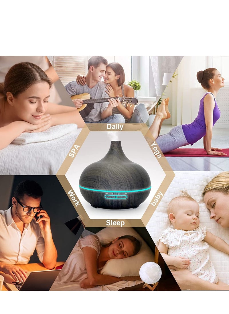 550ml Essential Oil Diffuser Oil Diffuser With 4 Timer Aromatherapy Diffuser With Auto Shut-off Function Cool Mist Humidifier BPA-Free For Bedroom Home