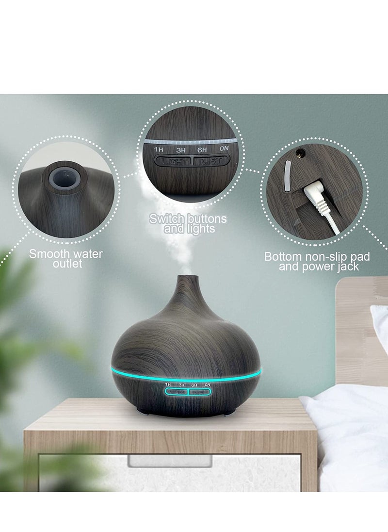 550ml Essential Oil Diffuser Oil Diffuser With 4 Timer Aromatherapy Diffuser With Auto Shut-off Function Cool Mist Humidifier BPA-Free For Bedroom Home