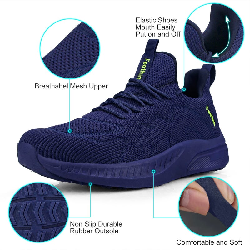 Feethit Mens Slip Resistant Shoes Lightweight Breathable Athletic Gym Tennis Walking Running Sneakers for Men Dark Blue 11 - Image 3