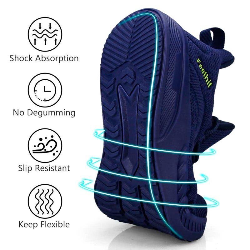 Feethit Mens Slip Resistant Shoes Lightweight Breathable Athletic Gym Tennis Walking Running Sneakers for Men Dark Blue 11 - Image 4