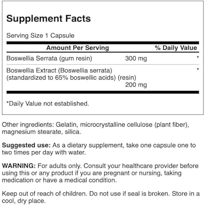 Swanson Boswellia Serrata - Whole Herb & Standardized Extract 120 Caps (2 Pack) - Image 2