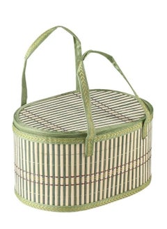Handmade Bamboo Picnic Basket  Woven Storage Basket with Lid and Zipper