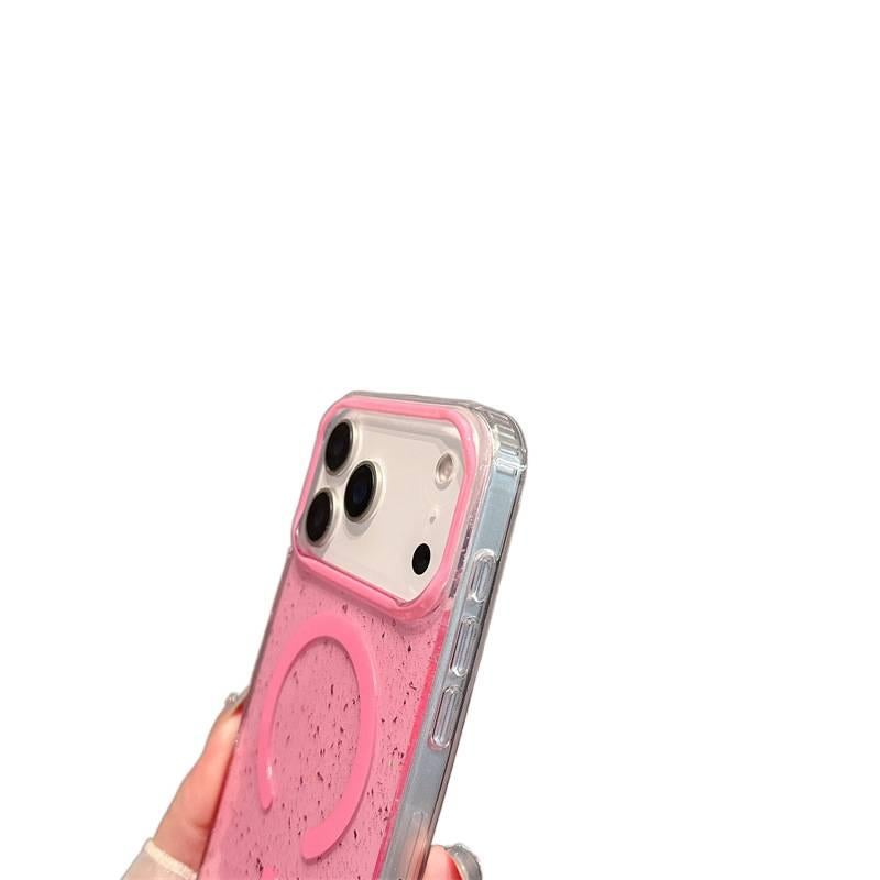 غطاء MagSafe بPC لـ iPhone 14 / 14 Plus / 14 Pro / 14 Pro Max مع حامل قائم ومغناطيس قوي مع بريق لامع مع شفاف باللون وردي مغناطيسي بظهر شفاف بوظيفة حامل باللون الوردي - Image 5