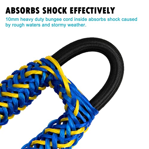 Obcursco Bungee Dock Line, Jet Ski Dock Line with Double 316 Stainless Steel Clips, Boat Snubber Docking Rope for PWC, Boat Accessories for Waverunner, Seadoo, Kayak, 2 Pack 4-5.5ft Yellow & Blue - Image 4