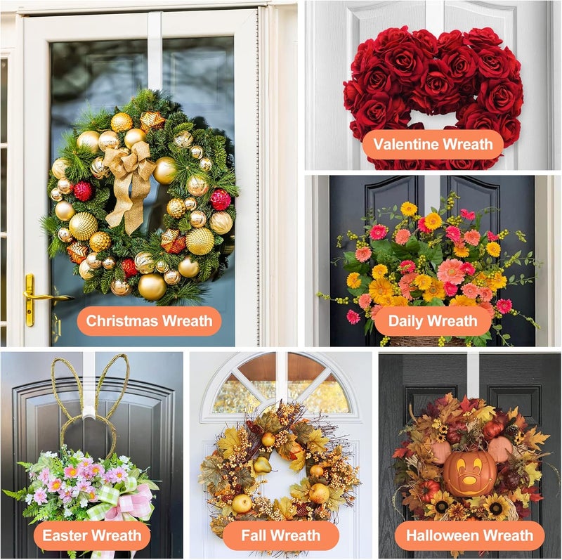 ZYSUN 15" Clear Wreath Hangers - Non Scratch Over The Door Hooks, 1 Pack Wreath-Door Hanger for Easter, Halloween, Christmas Decoration - Image 2
