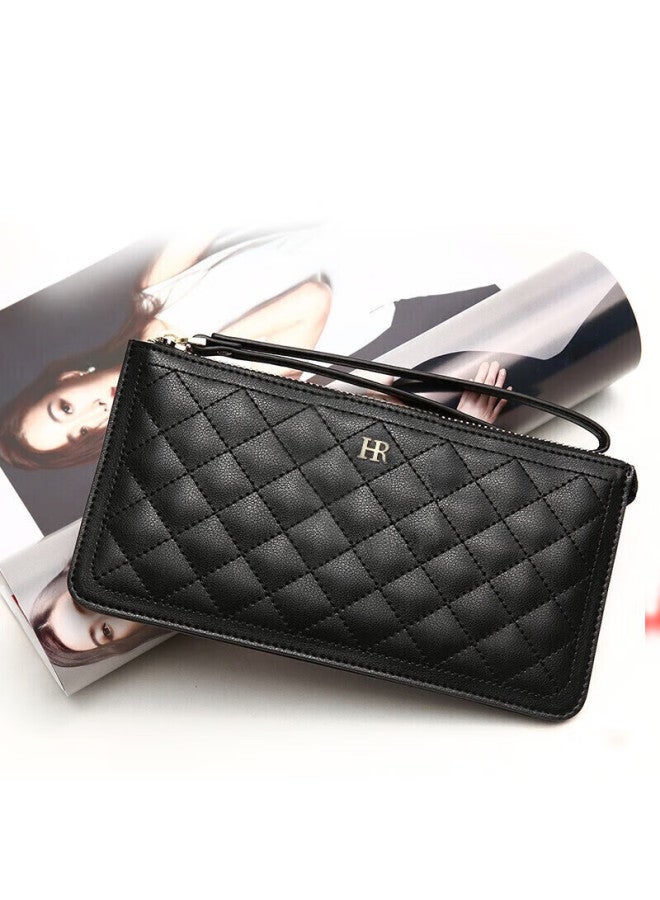 Hr Helena Women's Handbag, Ladies' Long Wallet, Diamond Pattern Zipper Clutch, Gift Box Packaging, Birthday Present - Image 1