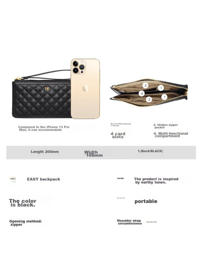 Hr Helena Women's Handbag, Ladies' Long Wallet, Diamond Pattern Zipper Clutch, Gift Box Packaging, Birthday Present - Image 2
