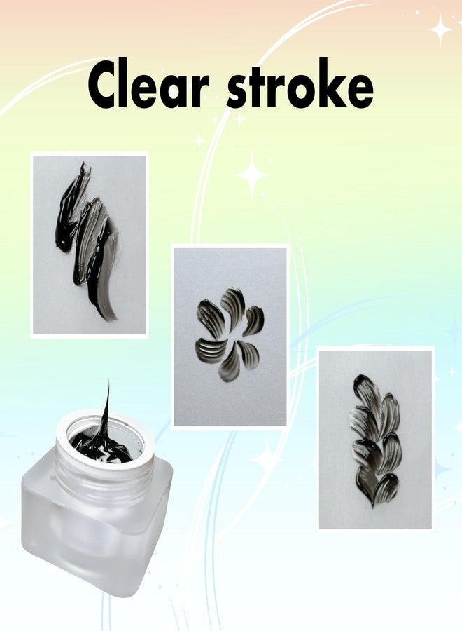 YJMyujimi Nail Gel polish sculpture gel 5g black in colour clear stroke non wipe chrome applicable DIY at home embossed painting gel Nail solons mini 3D designs (Black, 5g) - Image 4