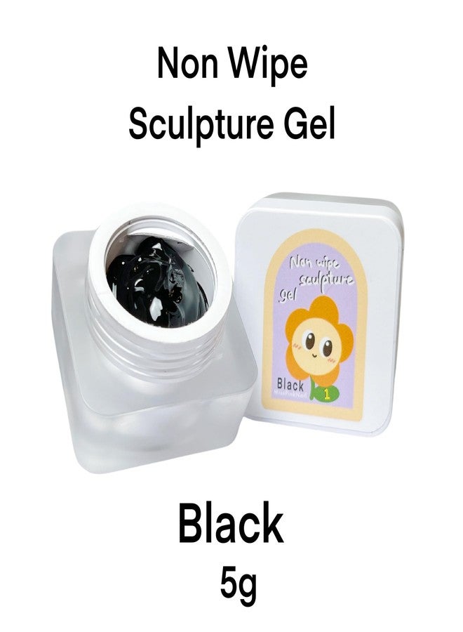 YJMyujimi Nail Gel polish sculpture gel 5g black in colour clear stroke non wipe chrome applicable DIY at home embossed painting gel Nail solons mini 3D designs (Black, 5g) - Image 2
