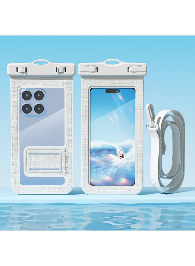 2PCS Waterproof Phone Pouch, IPX8 Certified 30M Underwater Cellphone Dry Bag/Case with Lanyard, fit for Mobile Phone Up to 7.2", One-hand Touch Screen Selfie, ZP21 (White) - Image 1