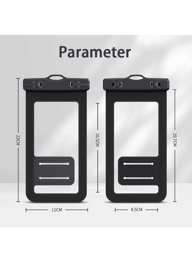 2PCS Waterproof Phone Pouch, IPX8 Certified 30M Underwater Cellphone Dry Bag/Case with Lanyard, fit for Mobile Phone Up to 7.2", One-hand Touch Screen Selfie, ZP21 (White) - Image 2