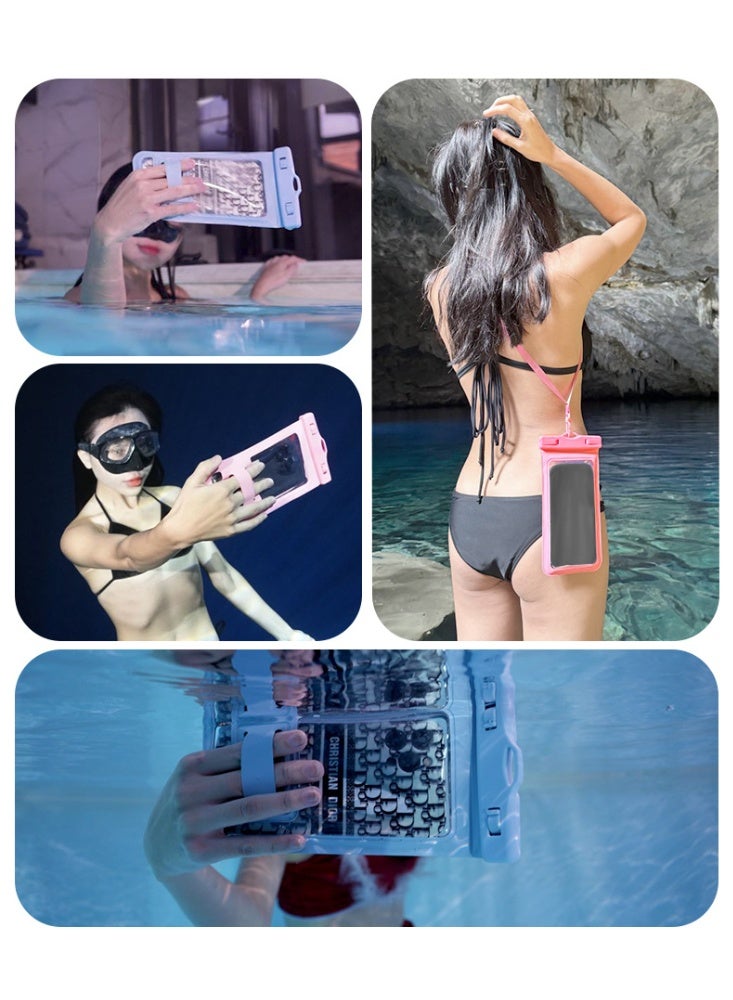 2PCS Waterproof Phone Pouch, IPX8 Certified 30M Underwater Cellphone Dry Bag/Case with Lanyard, fit for Mobile Phone Up to 7.2", One-hand Touch Screen Selfie, ZP21 (White) - Image 4