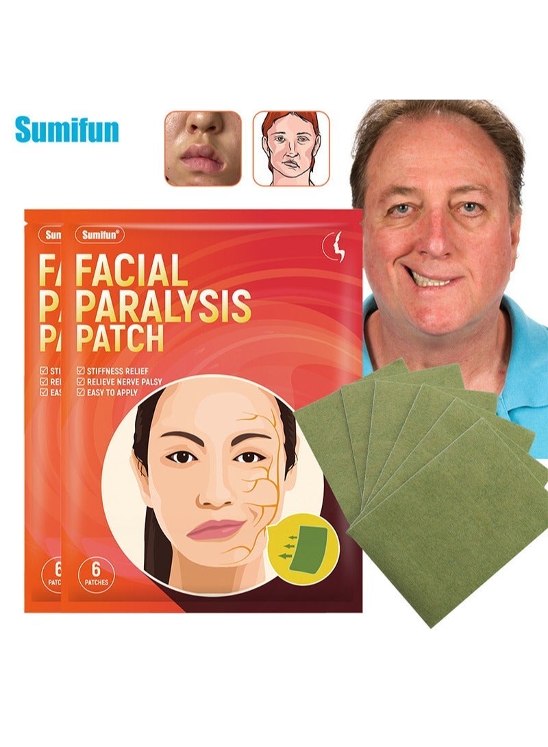 Sumifun لصقة تخفيف شلل الوجه السريع، 12 قطعة، تخفيف تشنج العضلات، رعاية صحية للبرد والرطوبة، مستخلصات نباتية ممتازة، قماش غير منسوج قابل للتنفس، سهل الاستخدام - Image 1