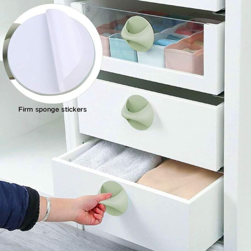 Potency 1Piece Cabinet Drawer Handles Self Adhesive Glass Door Window Pulls Adhesive Handle Household ABS Multi-Purpose Cupboard Furniture for Bathroom Kitchen (White) - Image 3