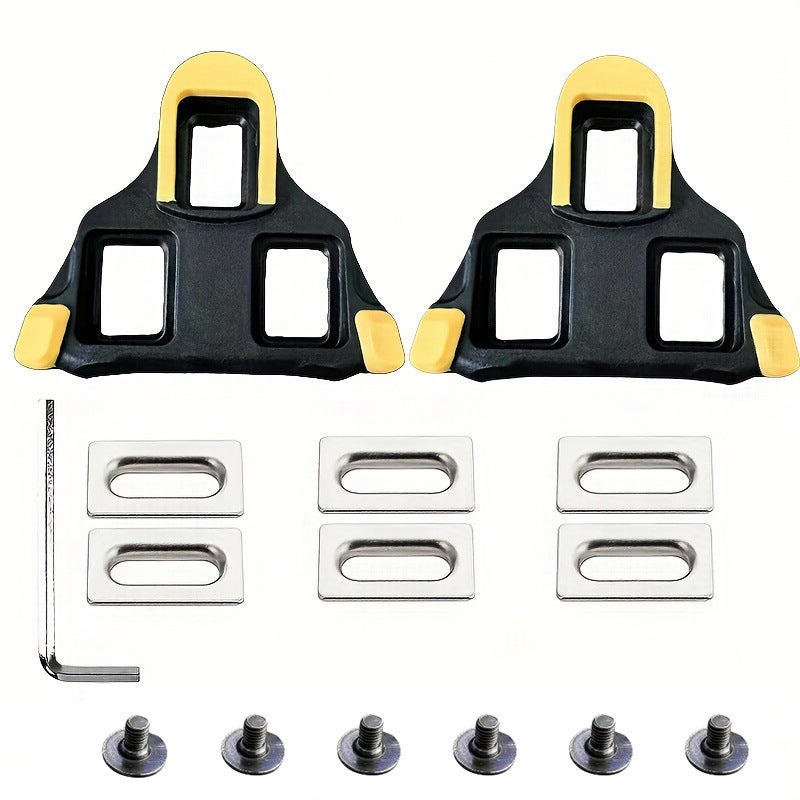 Generic Mountain Bike Shoes SPD Compatible Cleat Set Road locking plate black and yellow-spd
