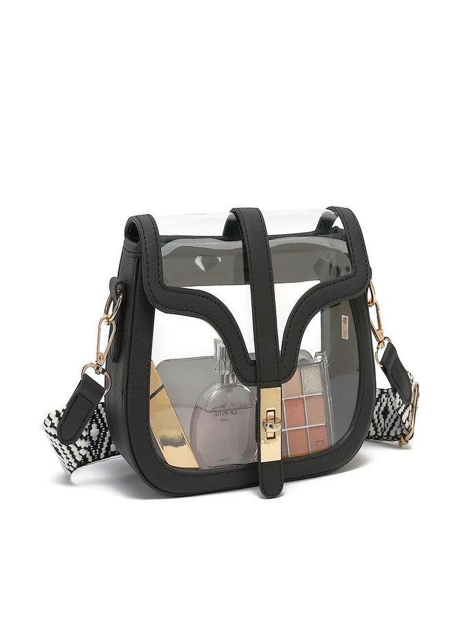LOXOMU Clear Purse for Women Crossbody Clear Bag for Stadium Events, See Through Purse Plastic Transparent Concert Bag (Black) - Image 1