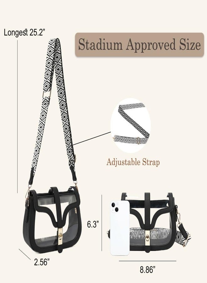 LOXOMU Clear Purse for Women Crossbody Clear Bag for Stadium Events, See Through Purse Plastic Transparent Concert Bag (Black) - Image 4