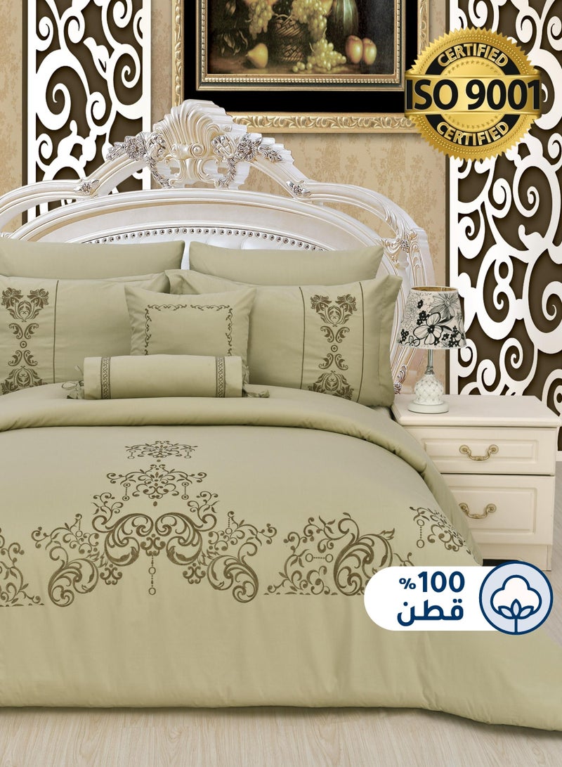 Master Home Textile MASTER Cotton Embroidery Comforter Sets, Fits 200 x 200 cm Double Size Bed, 8 Pcs King Size, 200 TC Cotton - Image 1