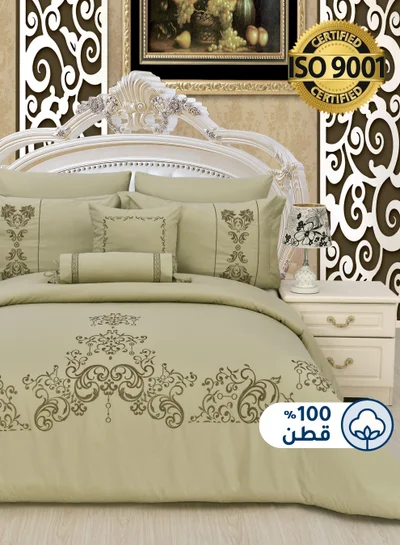 Master Home Textile MASTER Cotton Embroidery Comforter Sets, Fits 200 x 200 cm Double Size Bed, 8 Pcs King Size, 200 TC Cotton