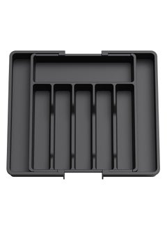 Generic Silverware Drawer Organizer, Expandable Utensil Tray for Kitchen, BPA Free Flatware and Cutlery Holder, Adjustable Plastic Storage for Spoons Forks Knives, Large, Black  - Image 1