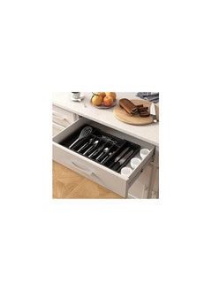 Generic Silverware Drawer Organizer, Expandable Utensil Tray for Kitchen, BPA Free Flatware and Cutlery Holder, Adjustable Plastic Storage for Spoons Forks Knives, Large, Black  - Image 2