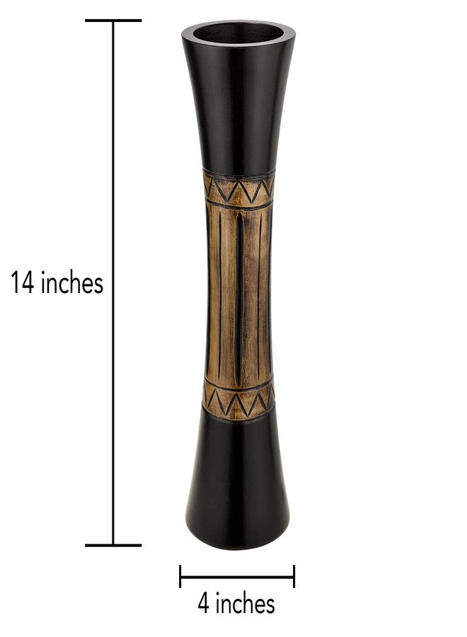 AeraVida Tribal Bali-Inspired Hand-Carved Wood Table Vase with Natural Brown Stain | Boho Chic Home Decor Accent | Trendy Rustic Wooden Vase for Living Room or Office - Image 4