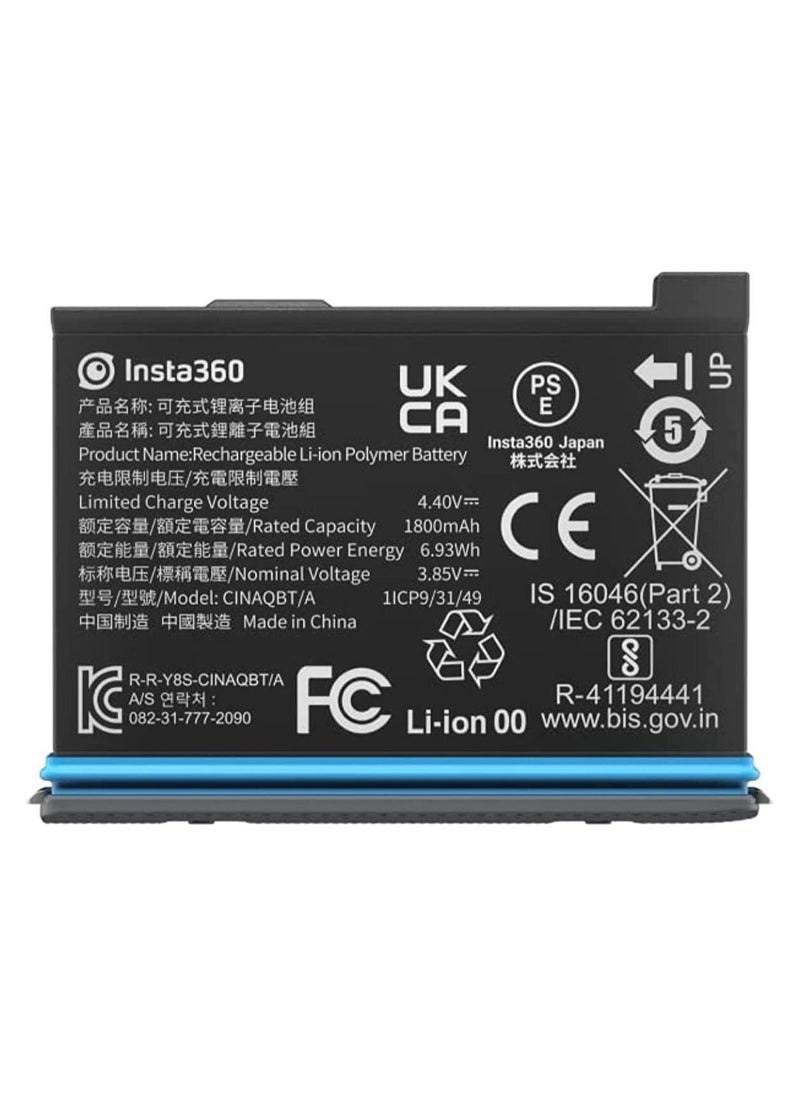Insta360 - X3 Original Battery (1800mAh) Replacement/Spare for up to Extra 80 Minutes Recording Time - Image 1