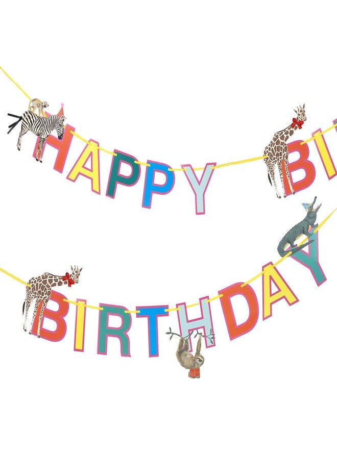 Talking Tables 3 Metre Safari Animal Themed Happy Birthday Paper Party Garland for Girls & Boys, Zoo, Eco-Friendly, Banner Madagascar, Jungle - Image 1