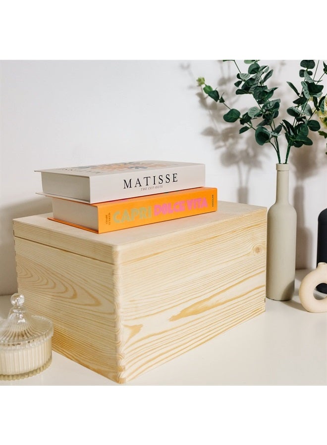Creative Deco XXL Large Plain Wooden Box Storage | 15.8 x 11.8 x 8.66 inches (+-0.5) | Pressed Lid | Unpainted Gift Box | ROUGH & UNSANDED Wood Keepsake Chest - Image 4