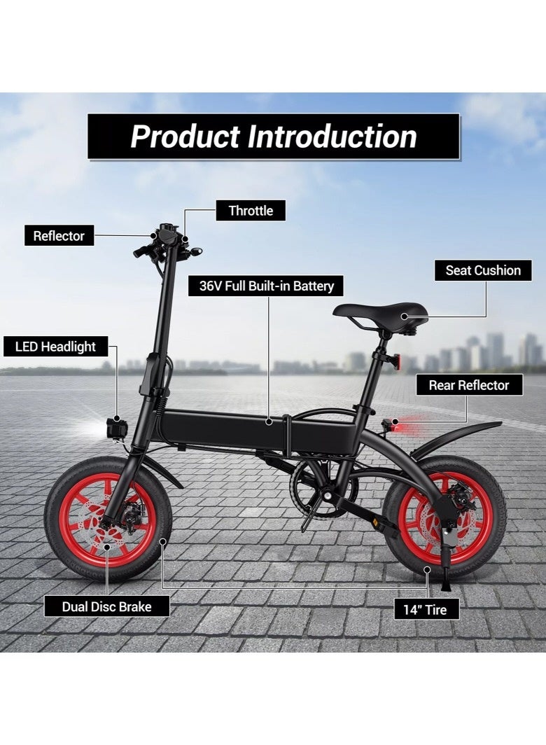 Wind Horse Foldable 2-in-1 Electric Bike and Cycle, 350W Brushless Motor, 35KM/H Speed, 36V 8Ah Battery, 25KM Range, 14-Inch Tires, Lightweight Carbon Alloy Frame – Portable E-Bike for City & Daily Commute - Image 5